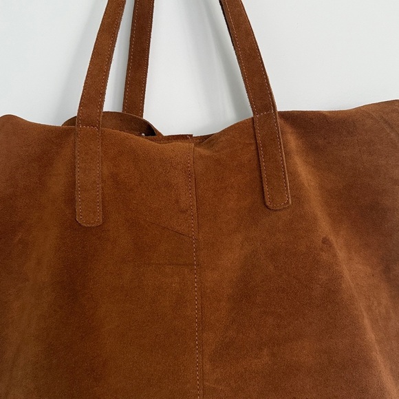 Argentine Real Suede British Tan Cognac Tote Bag with Tassels - Picture 10 of 14